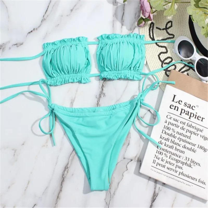 Biquíni Pleated Chic – Conjunto Mini Tanga - Vento Maré
