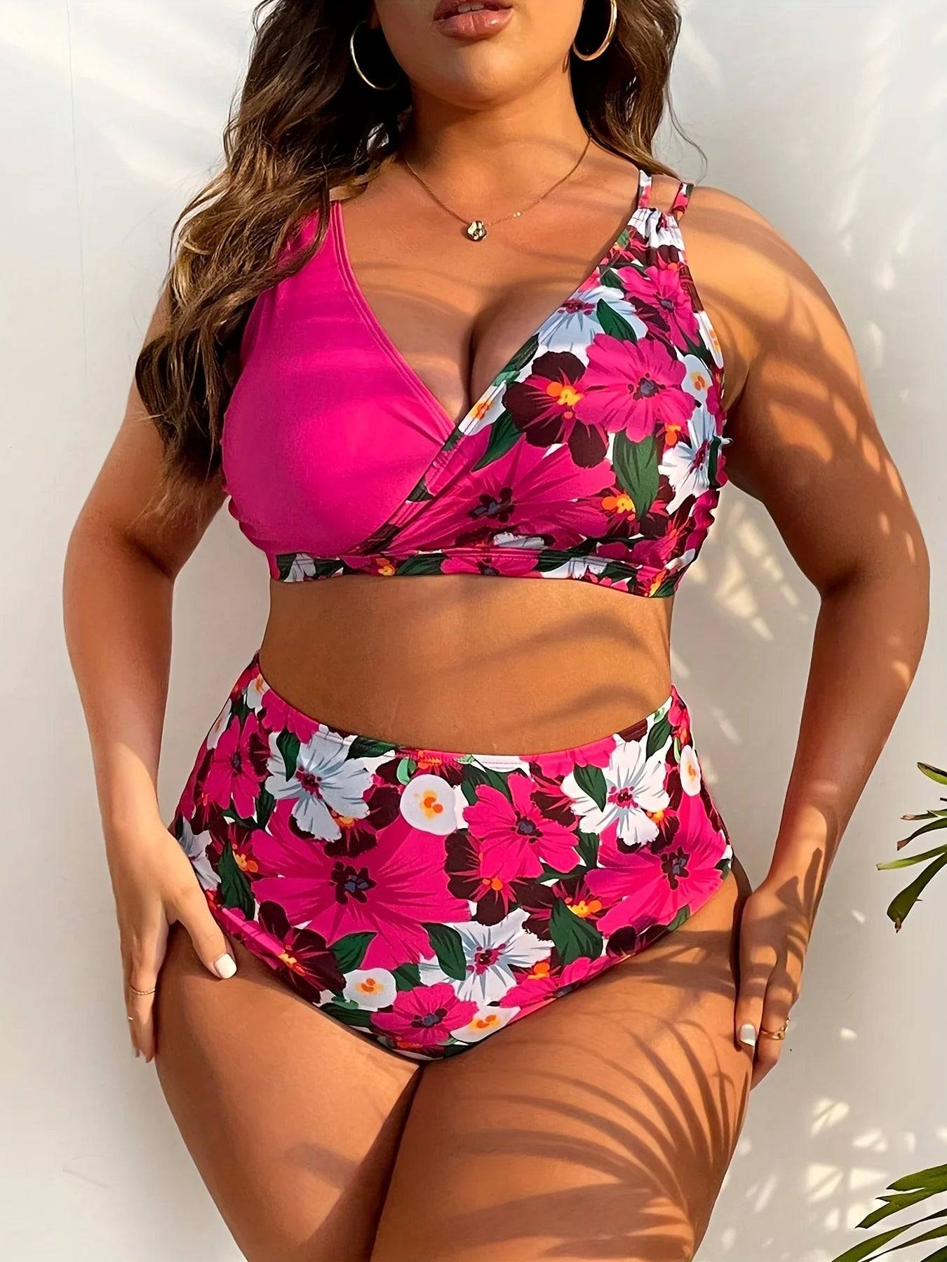 Biquíni Plus Size Meia Estampa Floral - Vento Maré