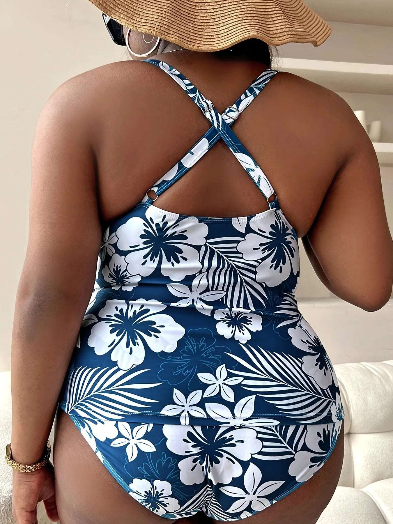 Maiô Plus Size Floral Azul - Vento Maré