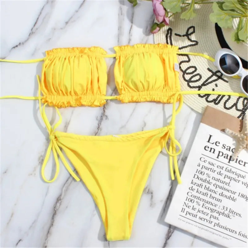 Biquíni Pleated Chic – Conjunto Mini Tanga - Vento Maré