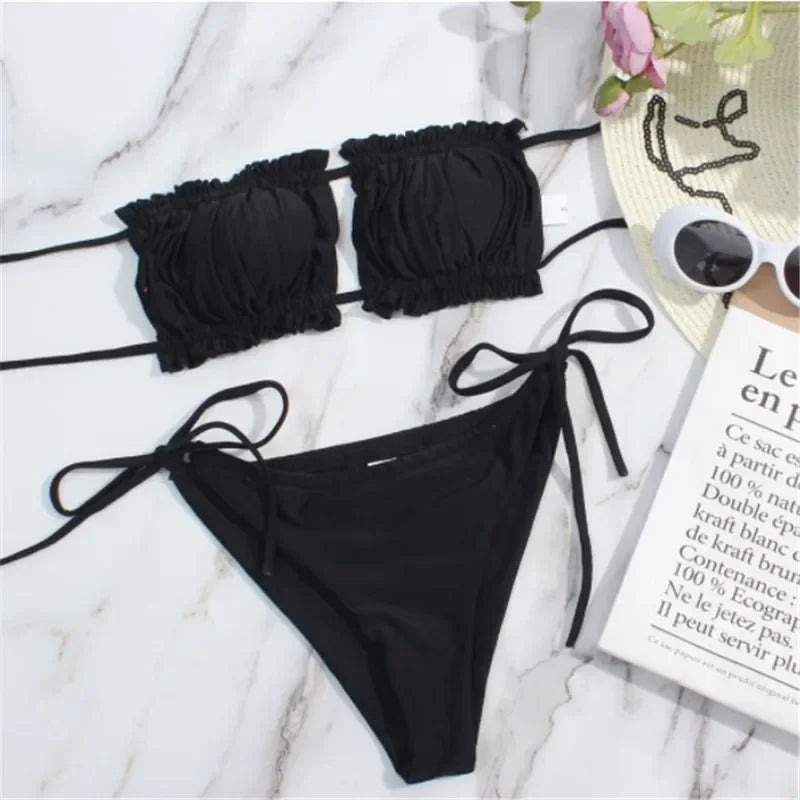 Biquíni Pleated Chic – Conjunto Mini Tanga - Vento Maré