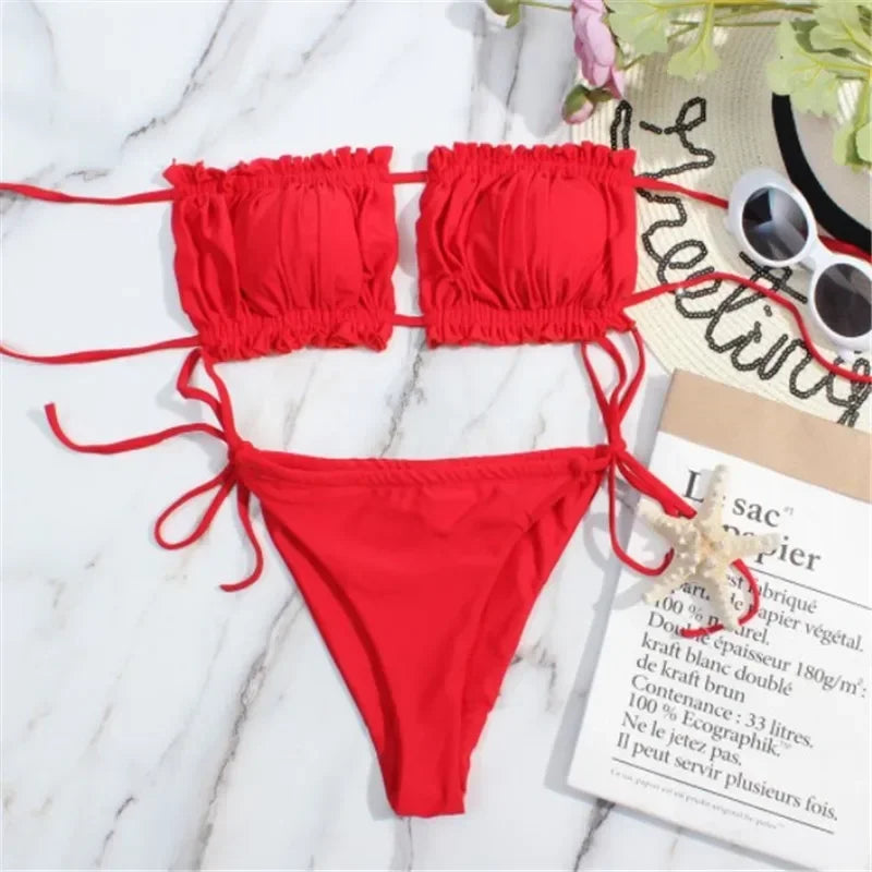 Biquíni Pleated Chic – Conjunto Mini Tanga - Vento Maré