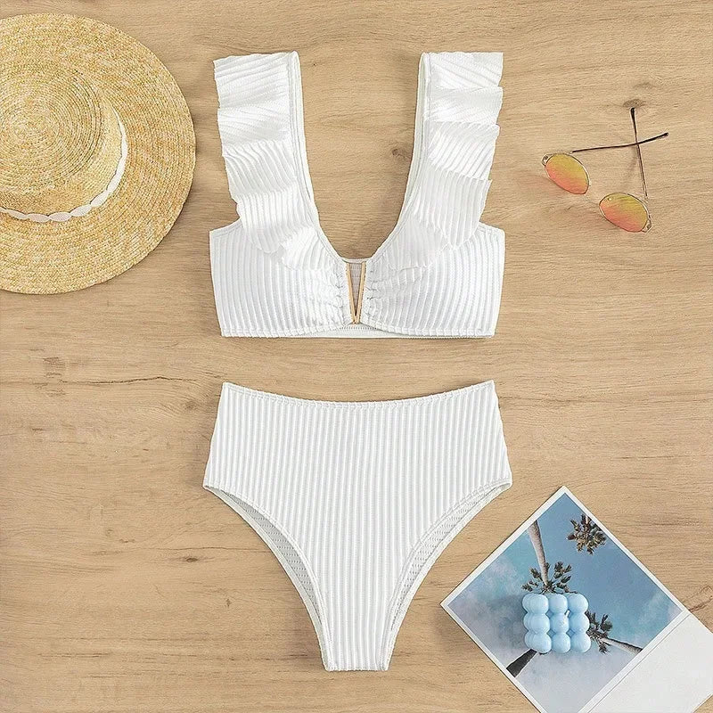 Biquíni Lotus Sexy – Conjunto com Folhas e Decote V