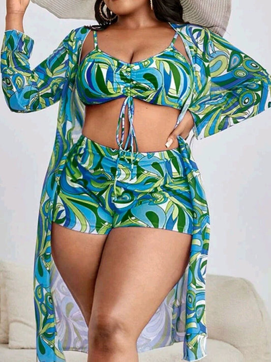 Conjunto Tropical 3 Peças Plus Size - Vento Maré 