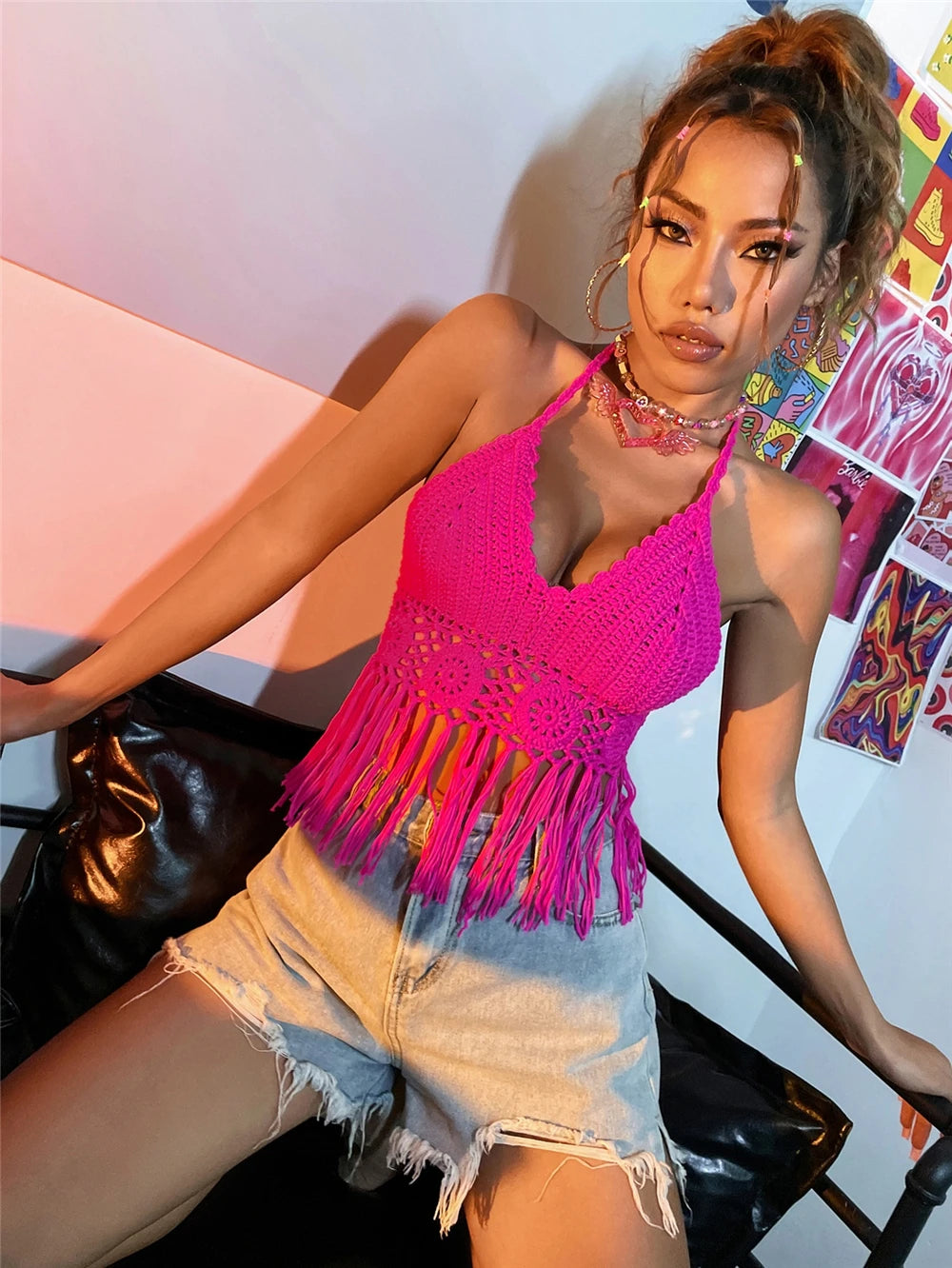 Top Cropped Boho Tassel – Crochê