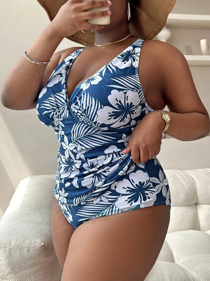 Maiô Plus Size Floral Azul - Vento Maré 