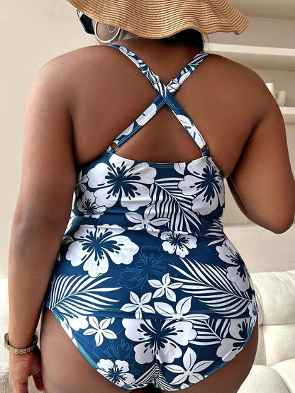 Maiô Plus Size Floral Azul - Vento Maré 